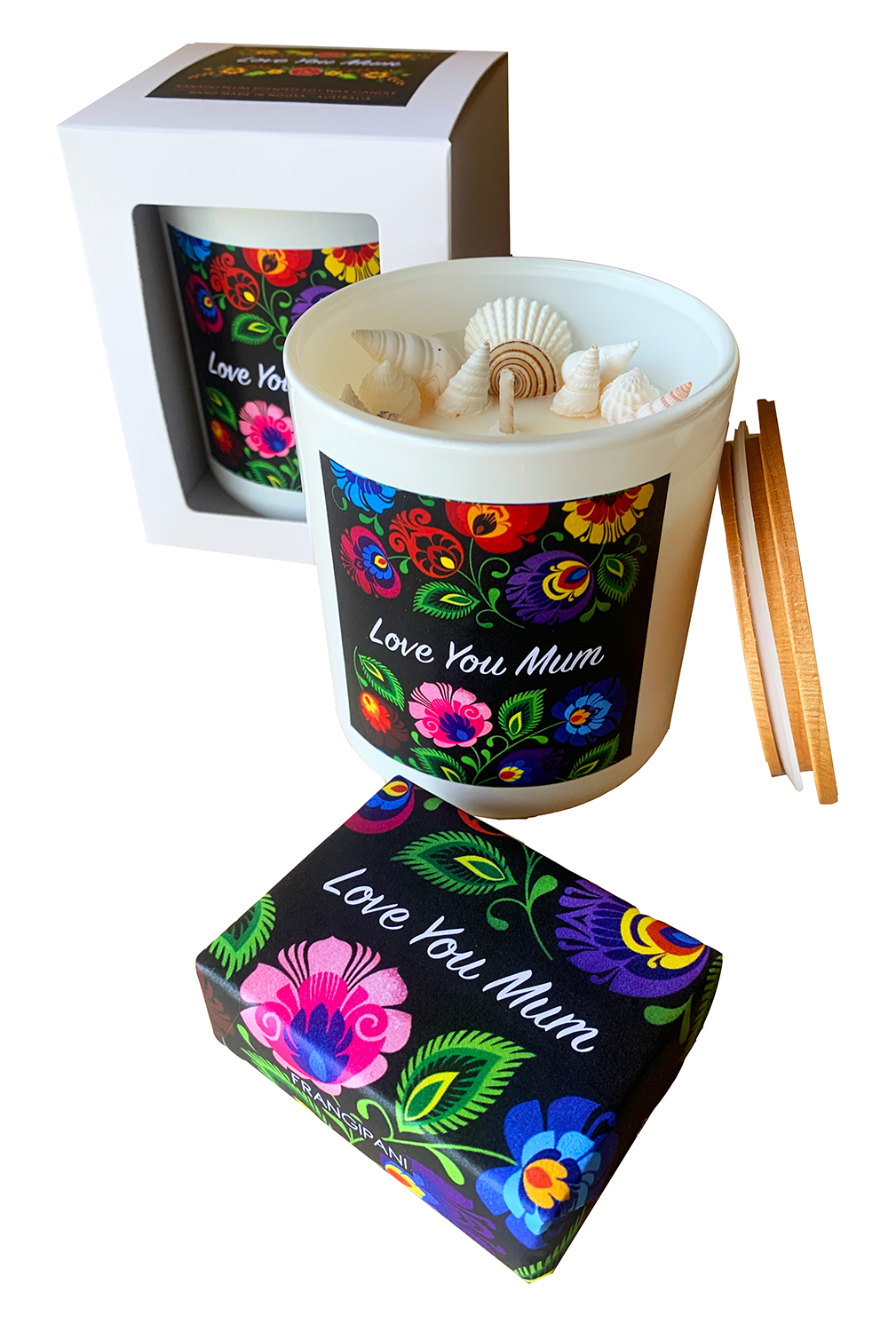 Hunter Gatherer / Pure soy wax shell candle / LOVE YOU MUM / Boxed