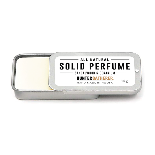 All Natural Solid Perfume | Sandalwood & Geranium - Hunter Gatherer